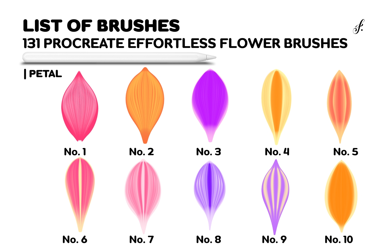 Procreate Flowers 131 Procreate Effortless Flower Brushes, Addons